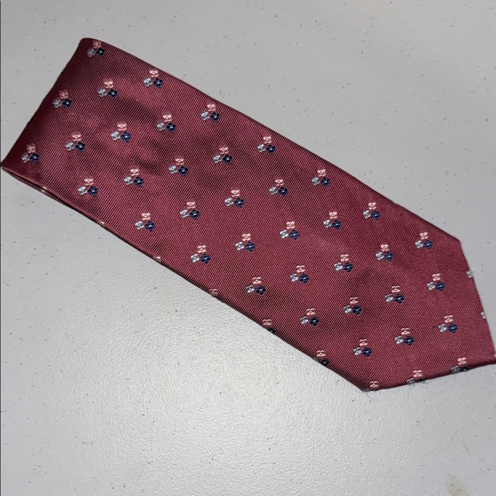 Faconnable Burgundy Floral Men's Tie 100% Silk Made in France
